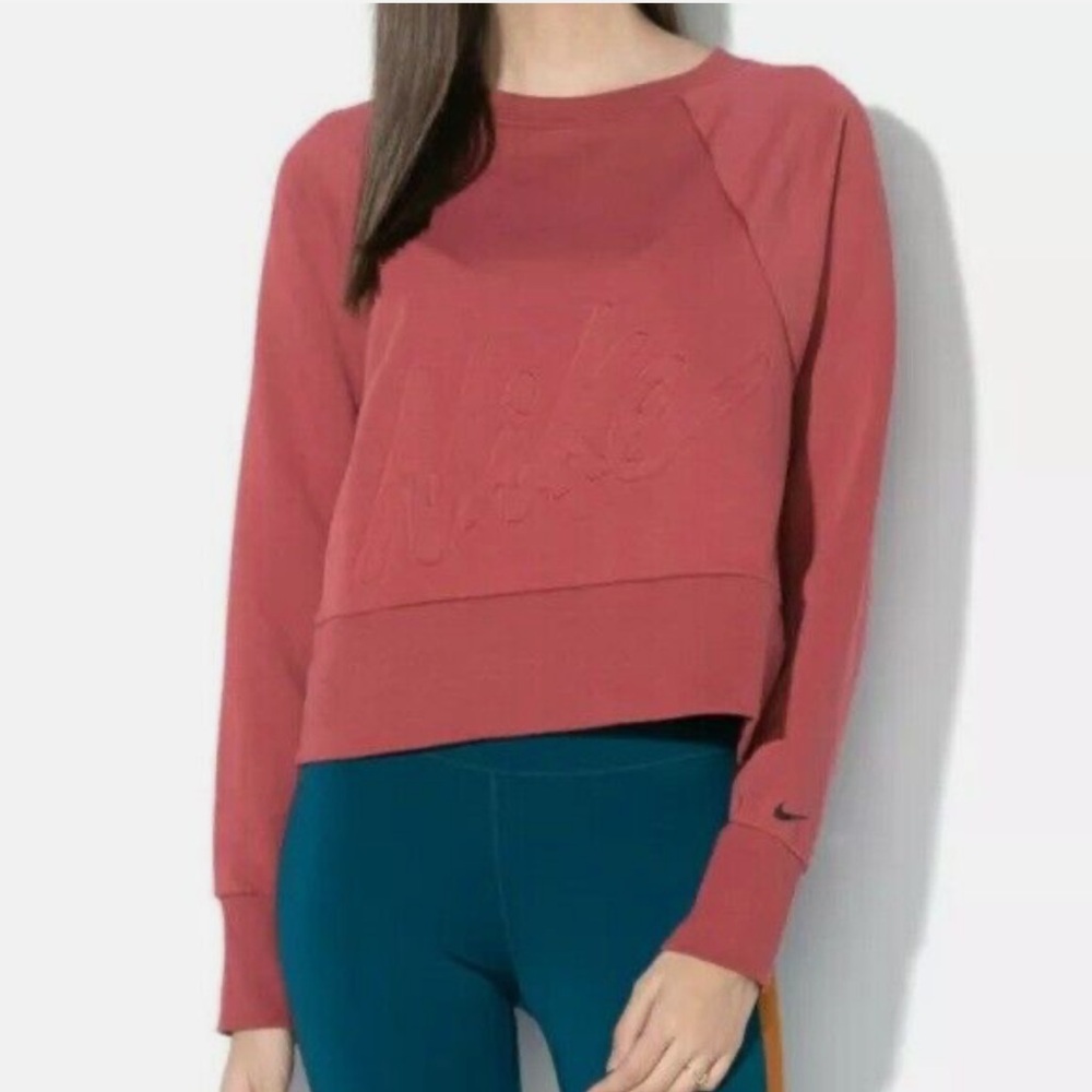 Nike Women Small Dry Cedar Get Fit‎ Lux Fleece Crew Slightly Oversized Pullover